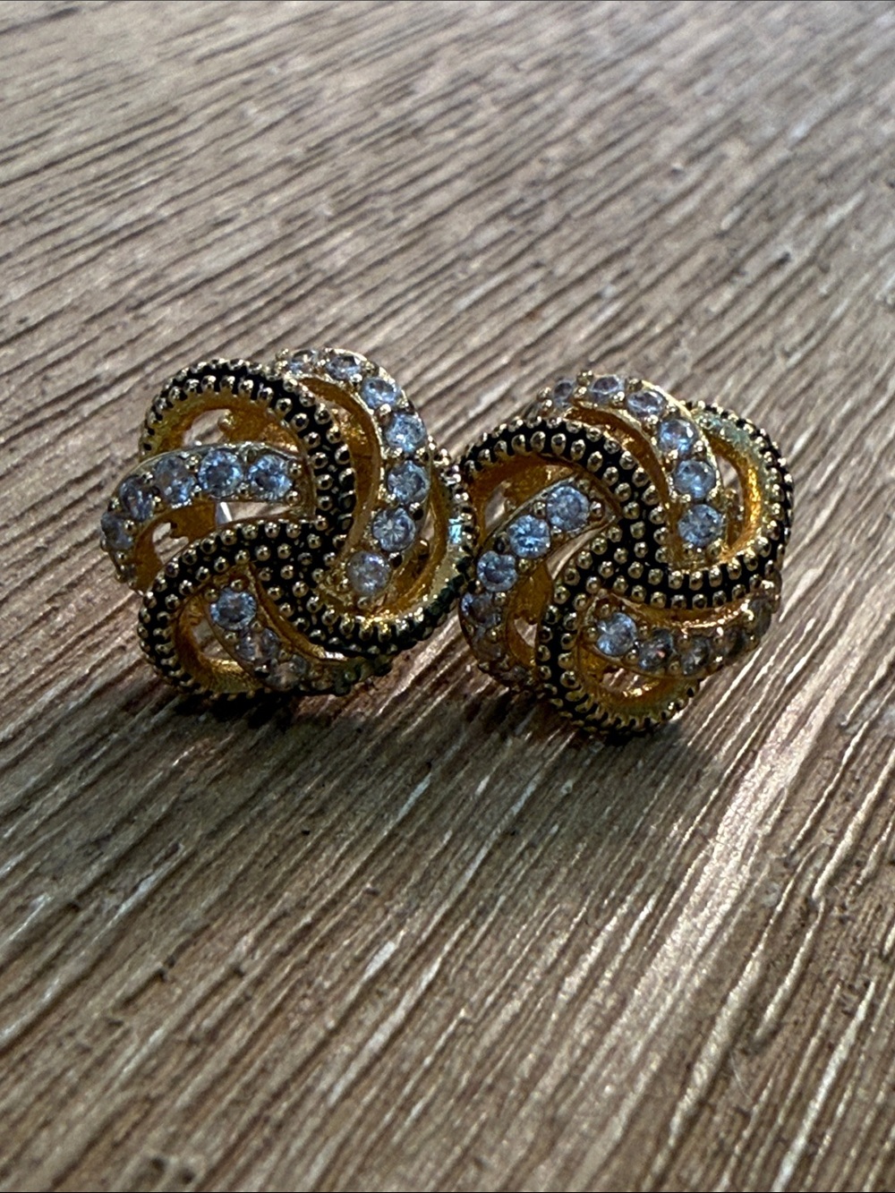 Park Lane Gold and Clear Crystal Knot Stud Earrings
